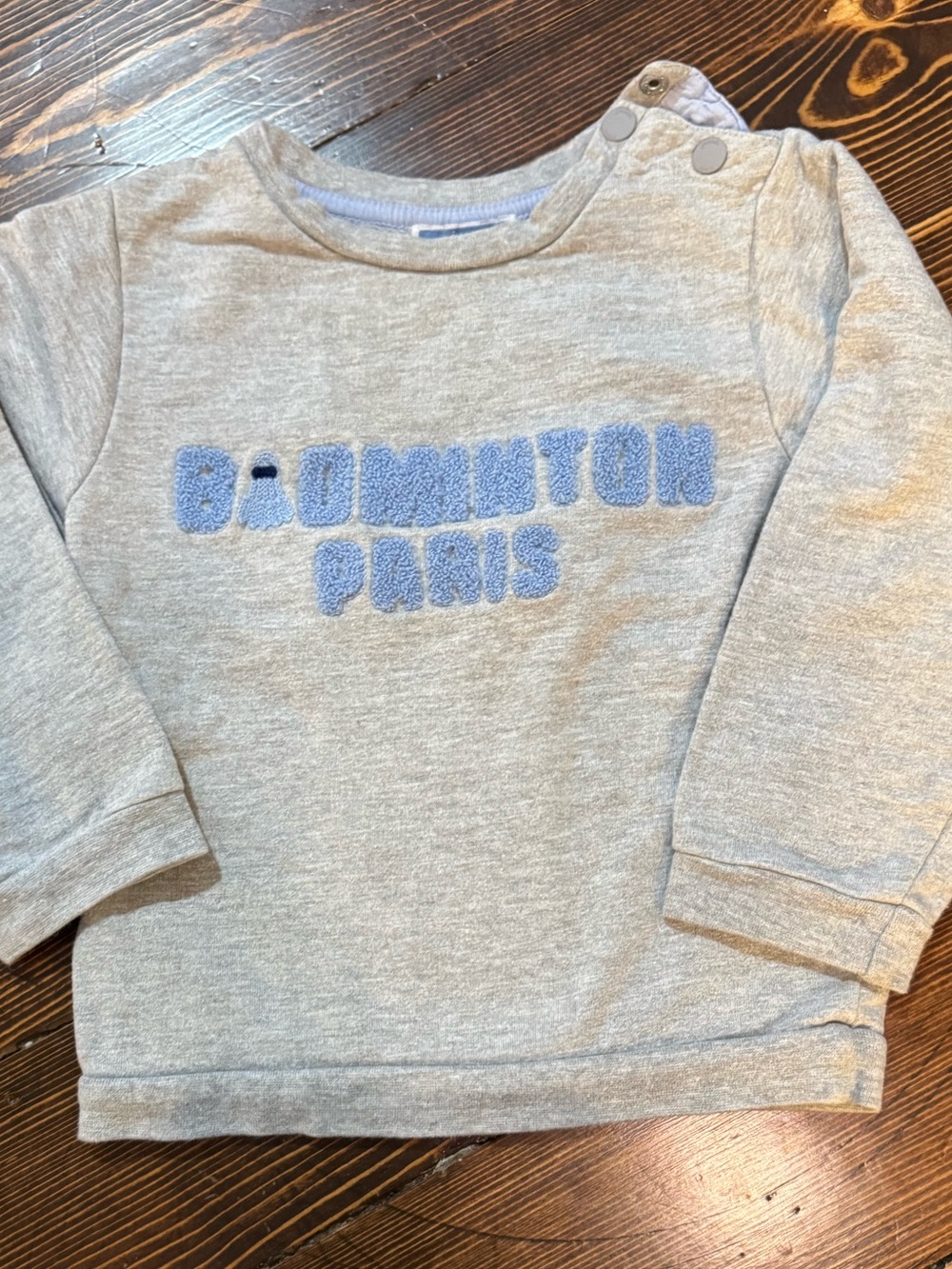 Jacadi Heather Gray Sweatshirt with Blue Lettering - Badminton Paris